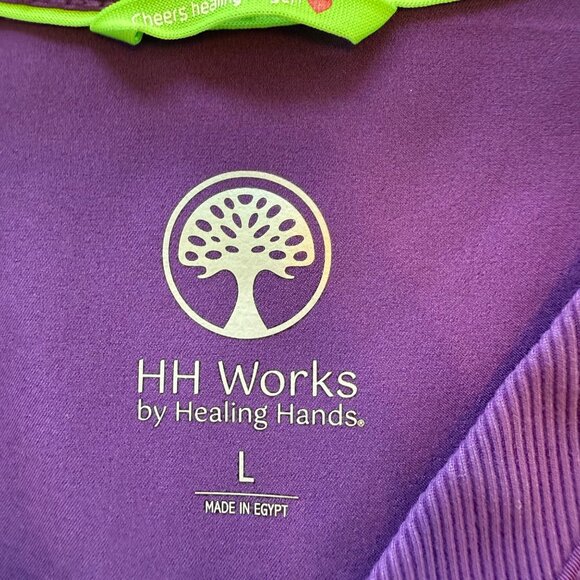 Healing Hands HH Works Womens Purple Scrub Top Size L Style 2530 Lightweight Str - Picture 4 of 7
